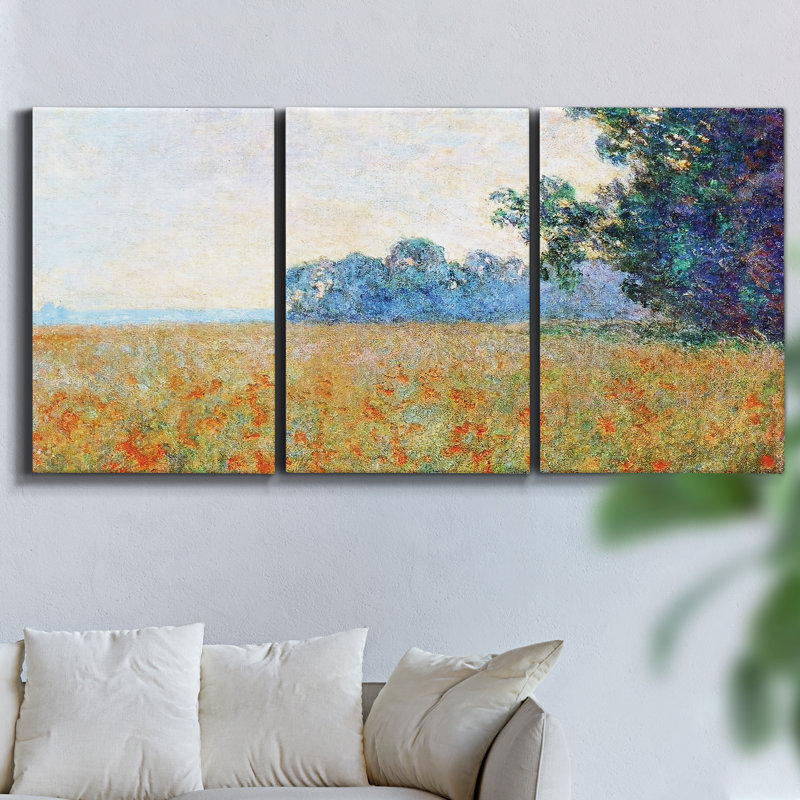 Ensemble de 3 pièces encadrées sur toile, H 27 po x l 54 po x P 2 po
