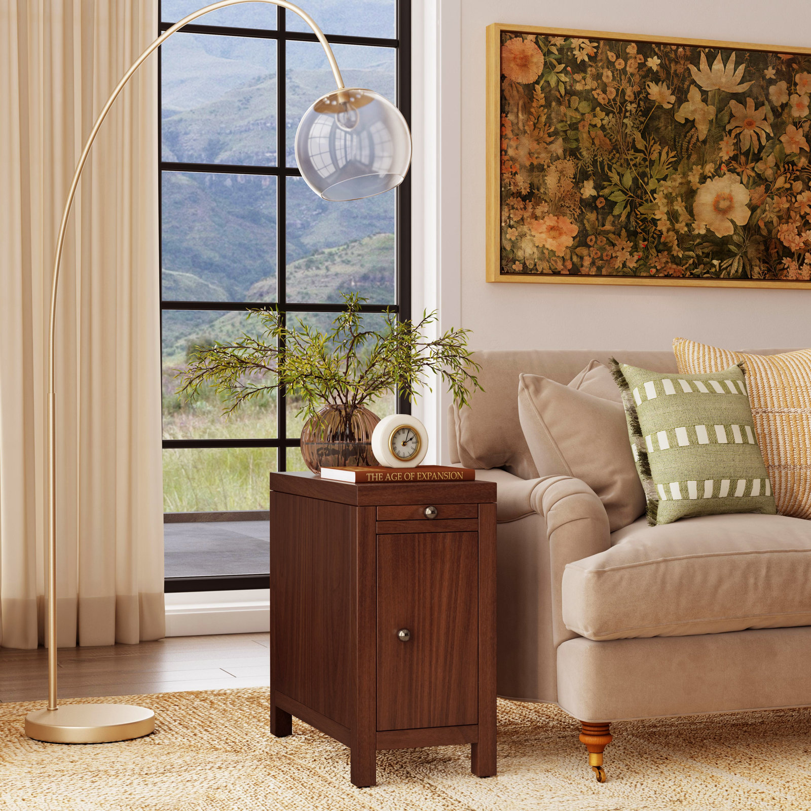 Celine Storage End Table, Walnut