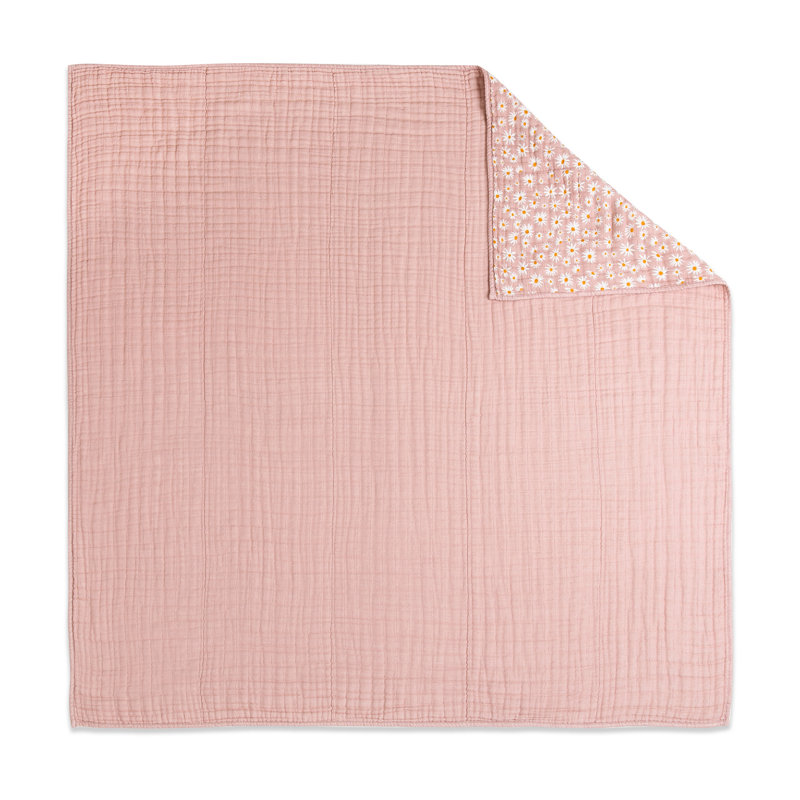 Blush Pink Organic Cotton Daisy Toddler Quilt