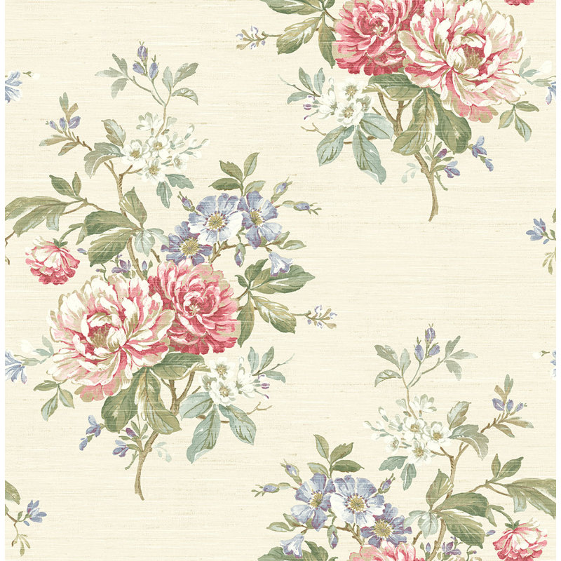 Seabrook Designs Annabel Floral Bouquet Unpasted Wallpaper, Shortbread