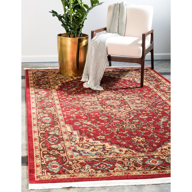 Tapis traditionnel Azar couleur merlot, Rectangle 7 pi 10 po x 10 pi
