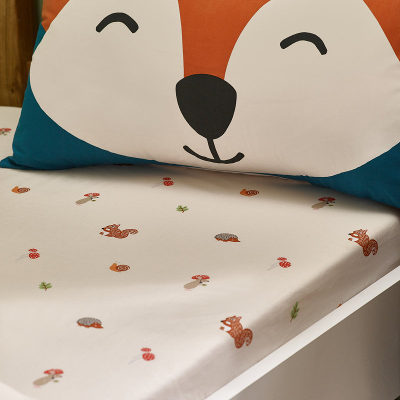 Fox and Woodland Friends Fitted Sheet, Double (4'6)