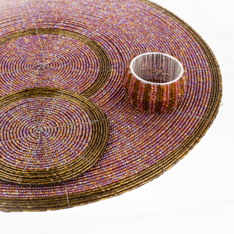 Danbury Glass Patchwork Round, Red/Antique Gold