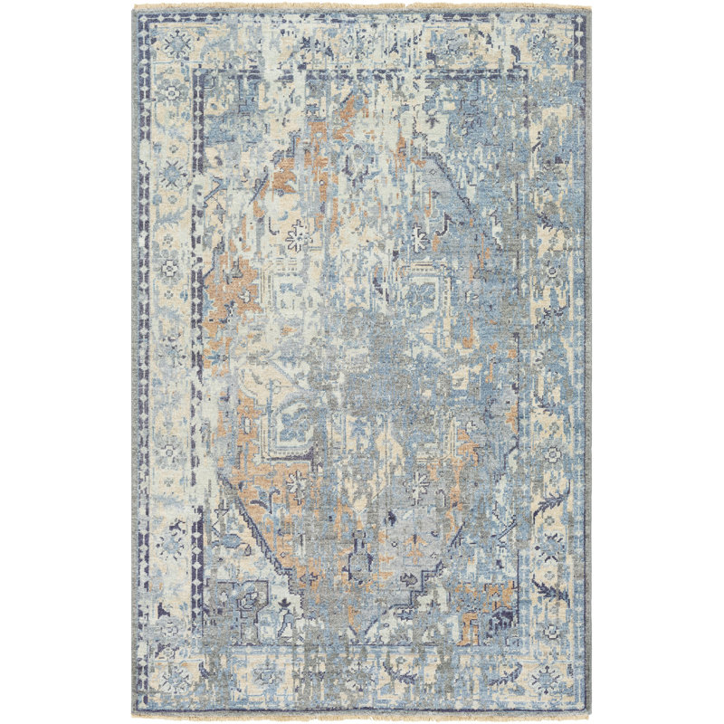 SAMPLE-Achna Traditional Hand-Knotted Denim/Navy Area Rug