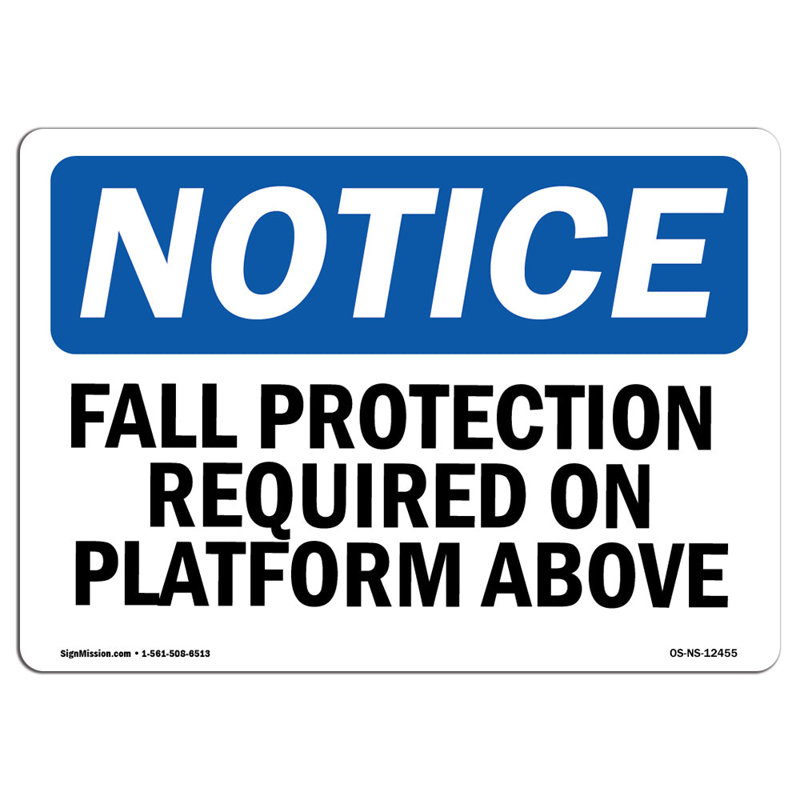 Protection contre les chutes requise sur la plateforme au-dessus de l'enseigne