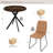 31.5 Inch Round Dining Table And Chairs For 2, Space Saving Modern Casual Coffee Table Set For Apartment Kitchen Dining Room Walnut Table & 2 Brown Chairs-125998164-125998165