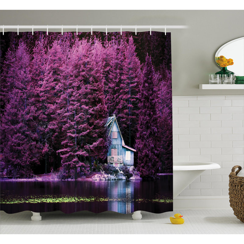 Floral Shower Curtain with Hooks Included, 70" H x 69" W