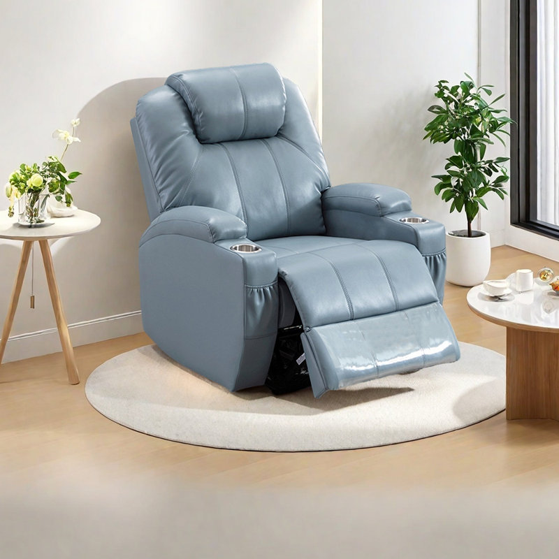Fauteuil inclinable ergonomique en similicuir respirant, Bleu grisâtre