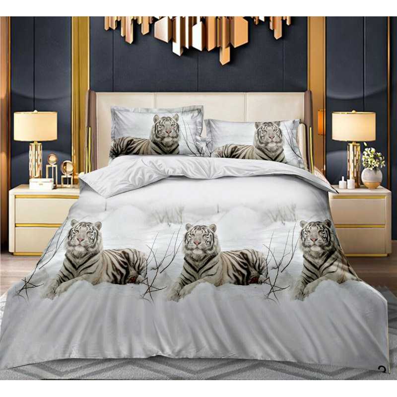 Microfiber Animal Print Duvet Cover Set with Pillowcases, Super King - 2 Standard Pillowcases