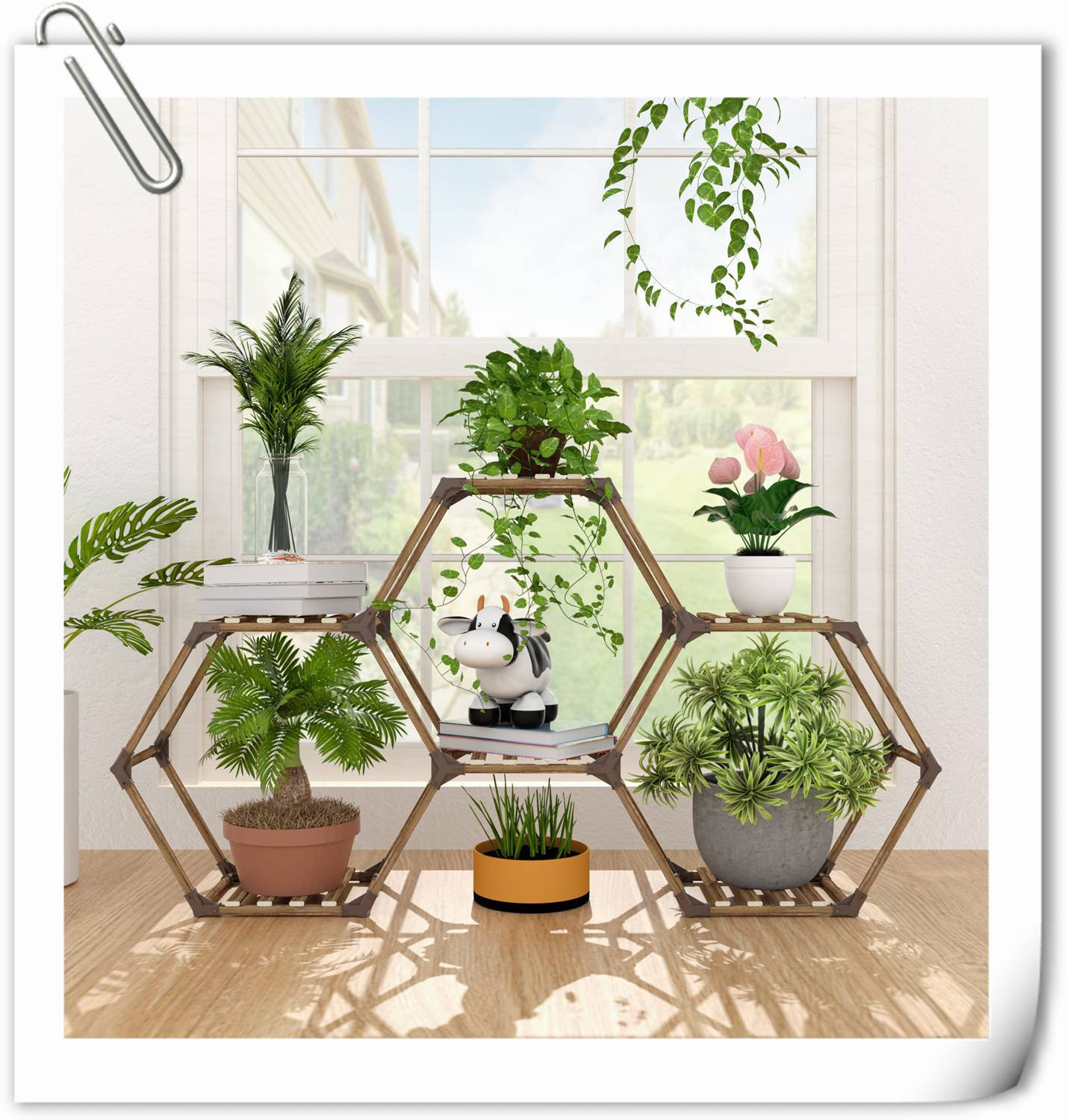 Arlmont & Co. Plant Stand Indoor Hexagonal Plant Stand For Multiple ...