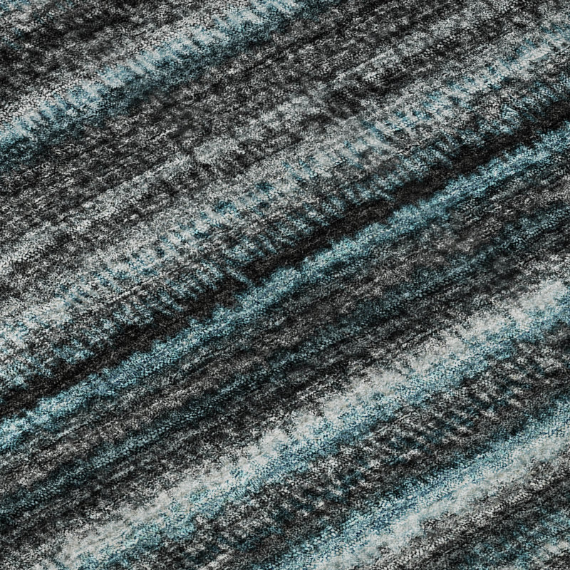 Tapis bleu sarcelle lavable à la machine Premium Cerrito AMF598, Rectangulaire 8 pi x 10 pi