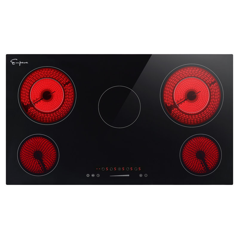 Plaque de cuisson électrique rayonnante 36 po Empava, 5 brûleurs, surface de cuisson électrique, minuterie 1-99 minutes, noir 
