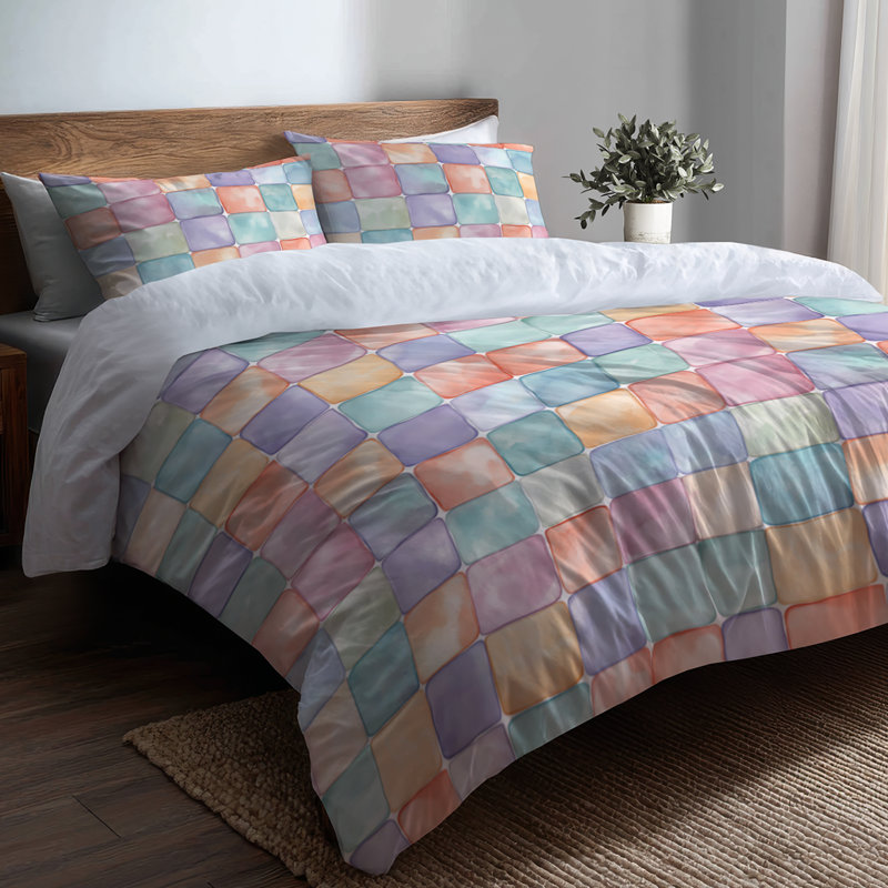 Ensemble de literie 3 pièces Patchwork, Housse de couette très grand et 2 très grandes t