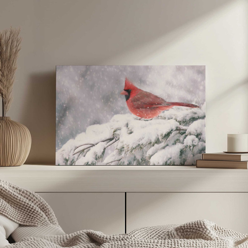 «Winter Cardinal I» par Lori Deiter, reproduction d'art, L 36 x H 24, Ne s’applique pas, Toile tendue