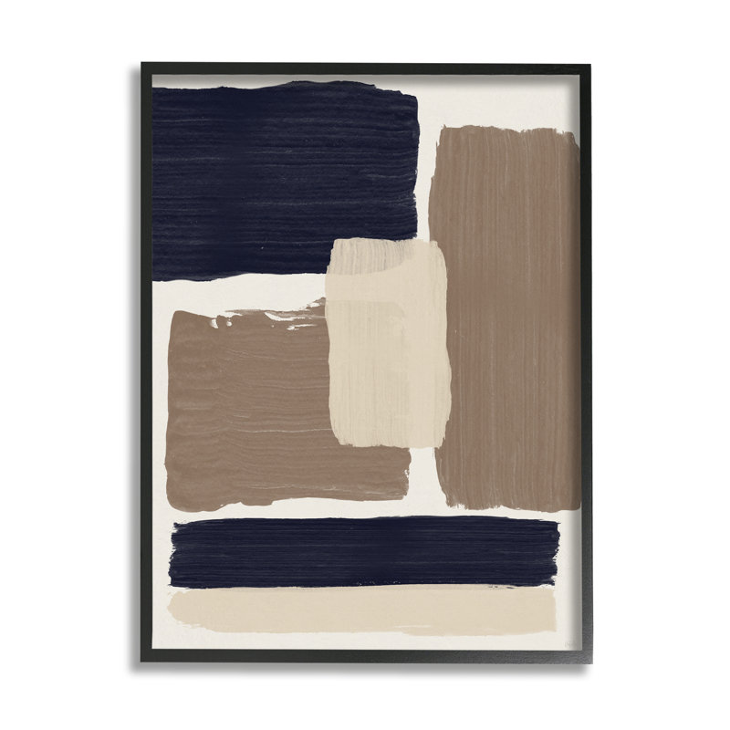 Carrés noirs et bruns, impression sur bois, H 20 po x l 16 po x P 1,5 po, Giclée encadrée noir minuit