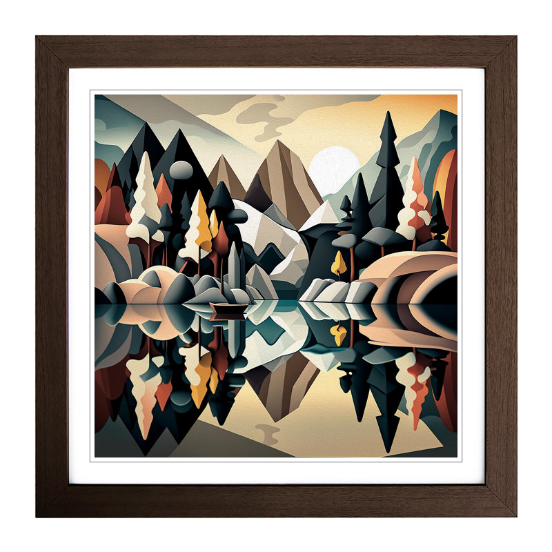 Lake Cubism 1 Piece Single Picture Frame Wall Art, Walnut