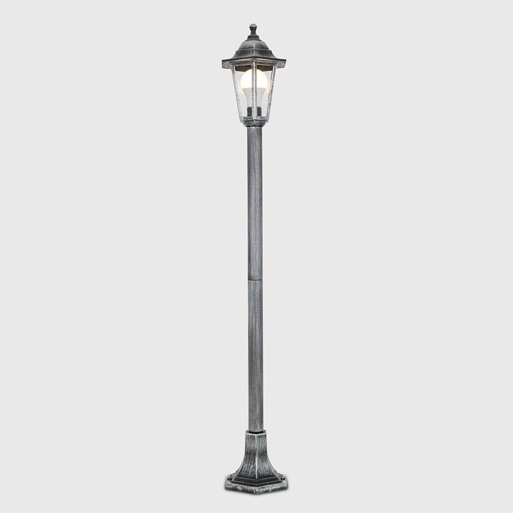 Seaton Outdoor 1.2M Black Bollard Light & 6W E27 3000K LED Bulb