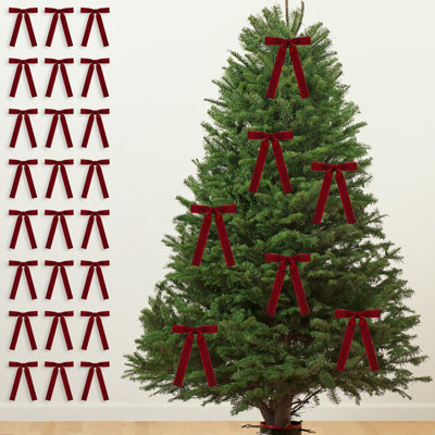 24pc Velvet Christmas Tree Bow Decoration Wreath Bow Decoration