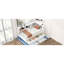 Lit de jour simple blanc avec tiroirs et prises de rangement - Cadre pour une chambre à coucher paisible Atmosphère deux ports