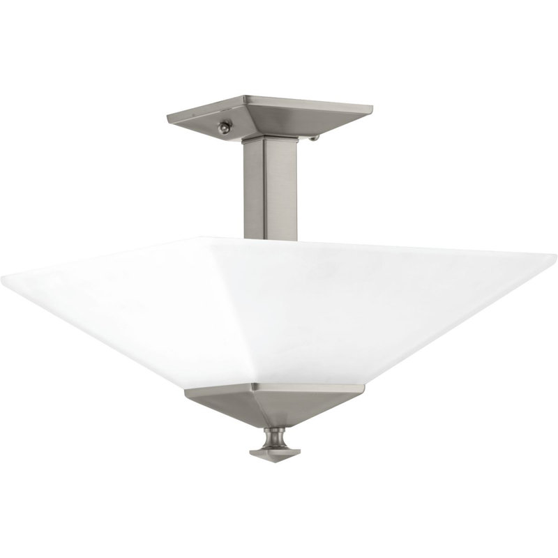 Plafonnier semi-encastré à 2 lumières 12,75 po Jadyn, Nickel brossé