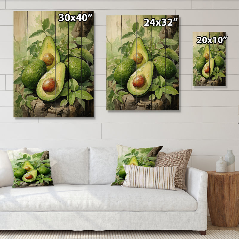 Fruit Lush Avocado I - impression sur bois sans cadre, H 20 po x l 10 po x P 0,78 po
