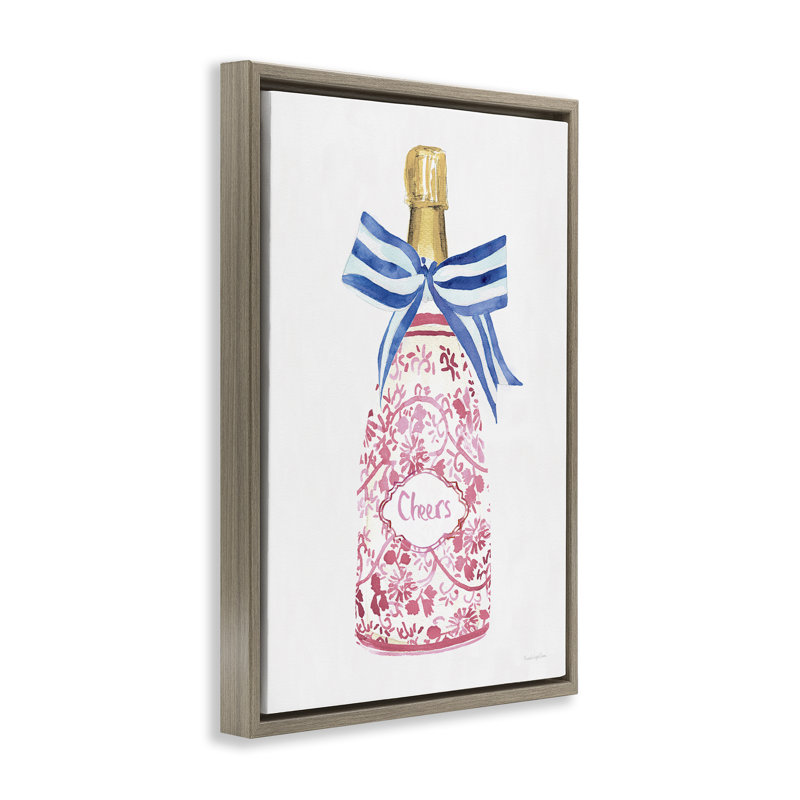 Cadre flottant Flirty Champagne Cheers, design par Mercedes Lopez Charro, Cadre flottant orme Montalcino, H 25 po x l 17 po
