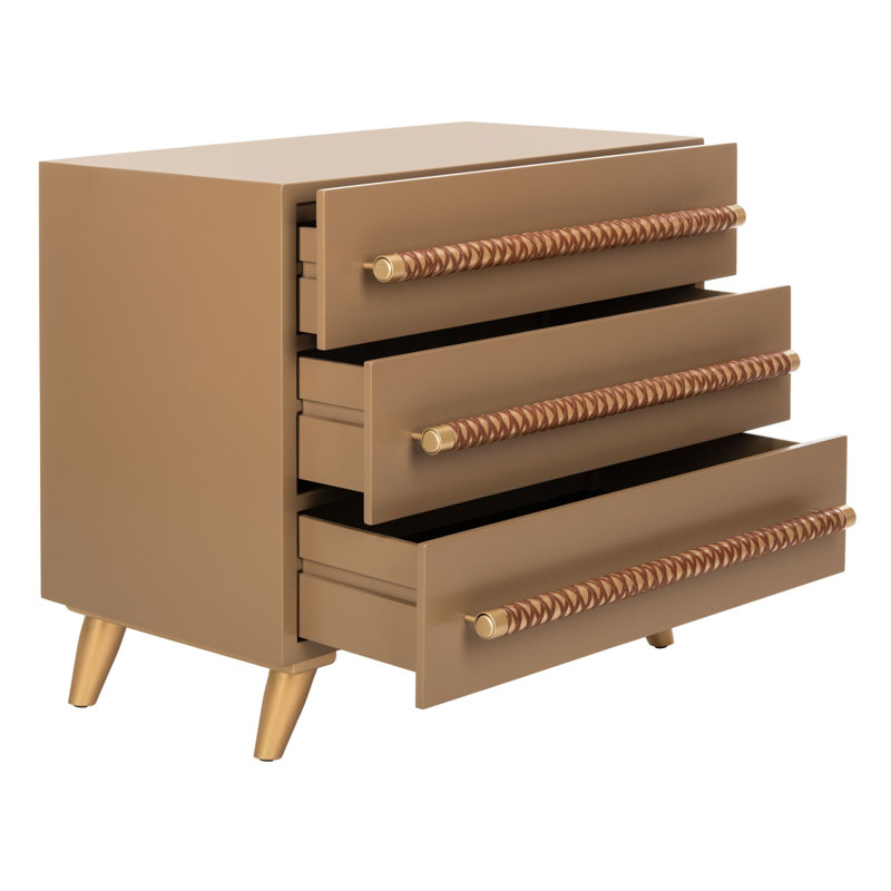 Commode 3 tiroirs l 31,5 po Abdülkerim, Taupe / or