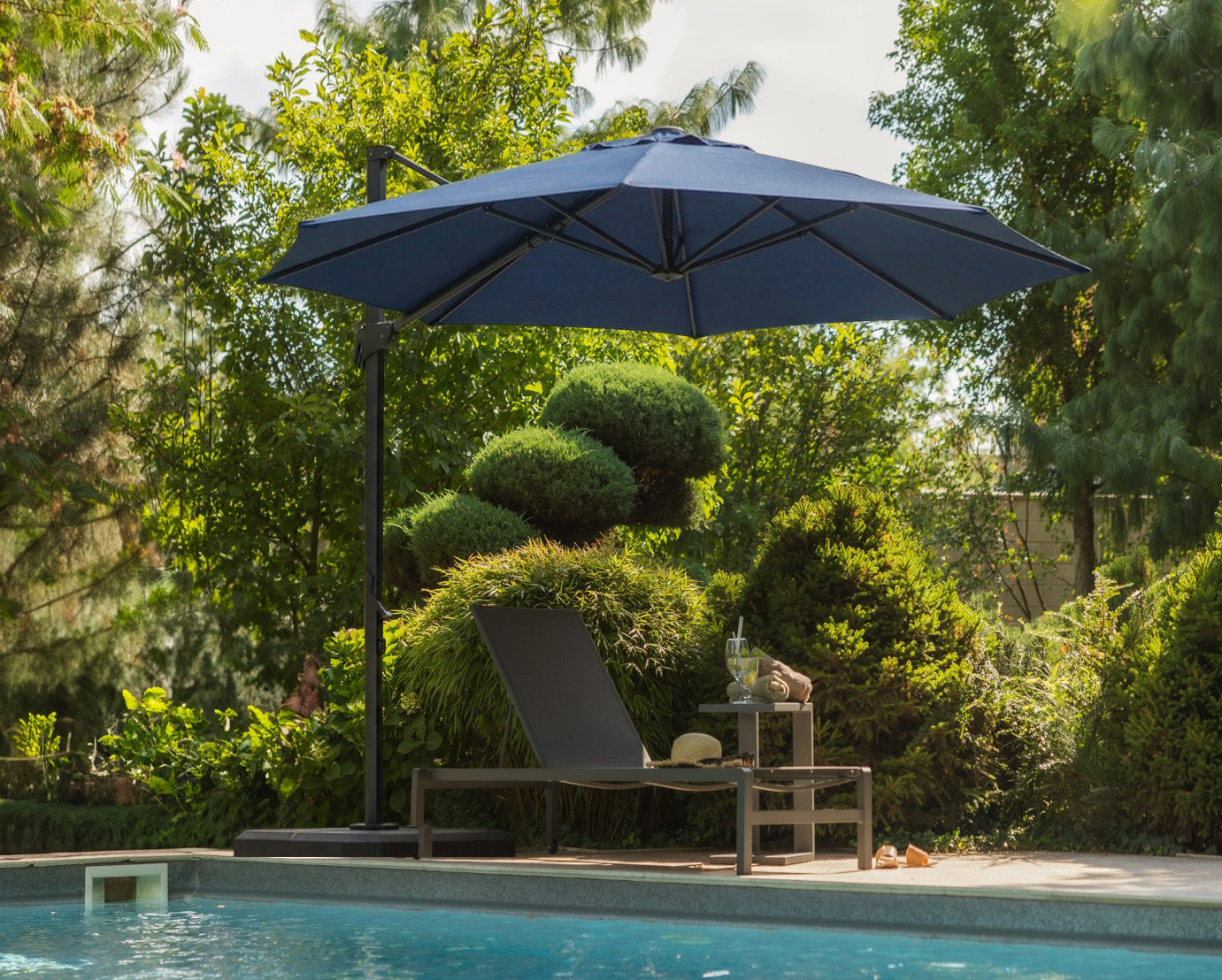 Lillie 10' Sunbrella® Cantilever Umbrella, Blue
