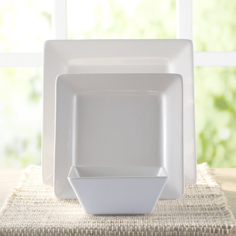 Service de vaisselle 12 pièces, service pour 4, Blanc