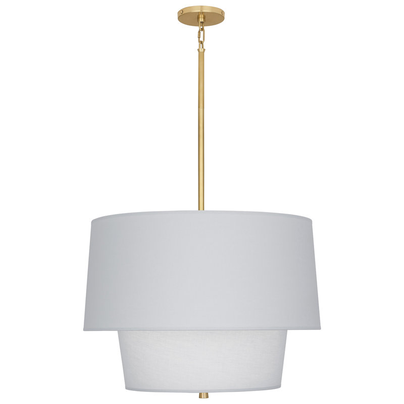 Decker 3 - Light Pendant, Modern Brass, Pearl Gray