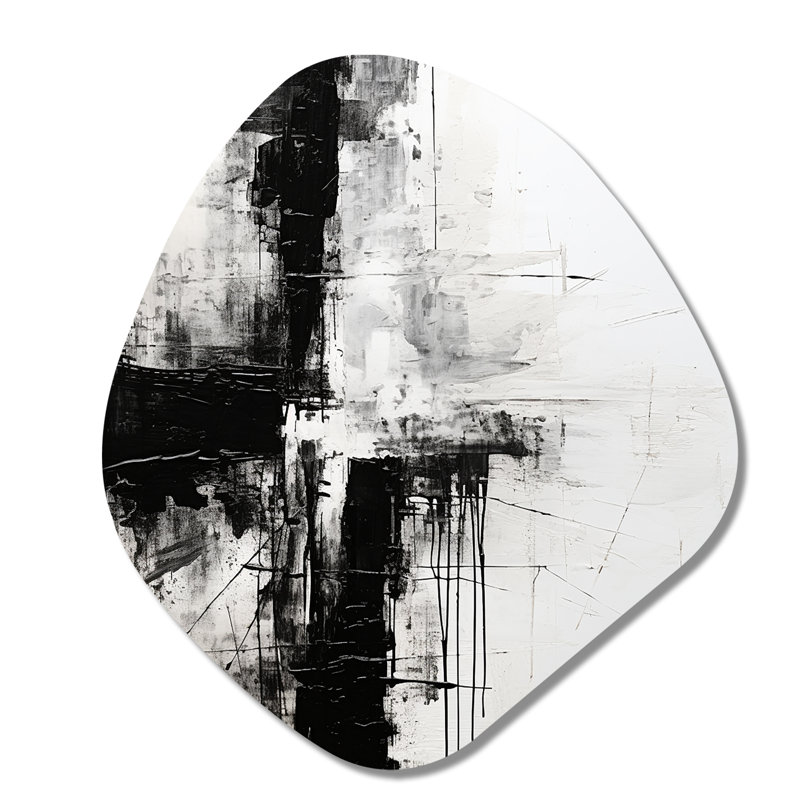 Minimalisme, croix religieuse noire I - art mural asymétrique en forme de nébuleuse du Christianisme, H 35 po x l 31 po