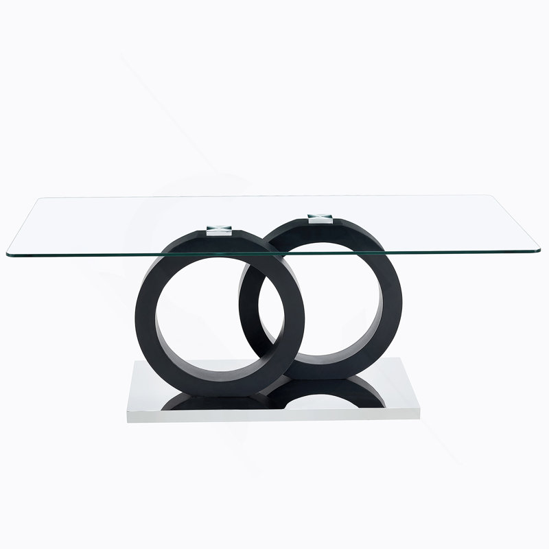 Modern Style Glass Top MDF Coffee Table - Suitable for Living Rooms and Lounge Areas, with Product Dimensions of 47.2*25.6*17.8
