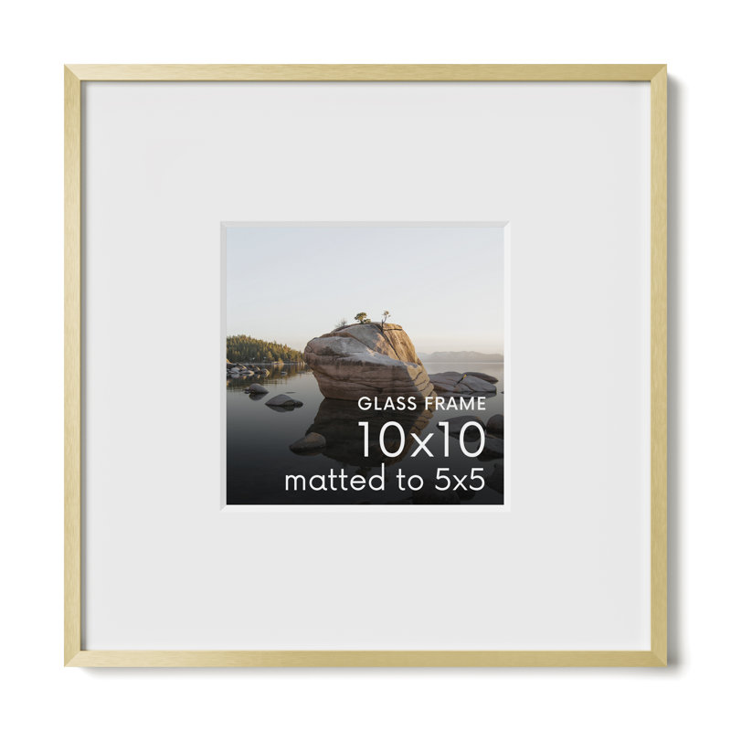Cadre photo en métal avec verre, Or, L 10 po x H 10 po
