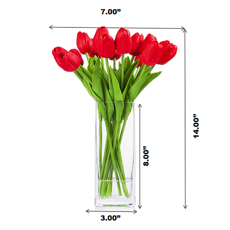 Natural Fibres Tulip Arrangement in Vase, Red