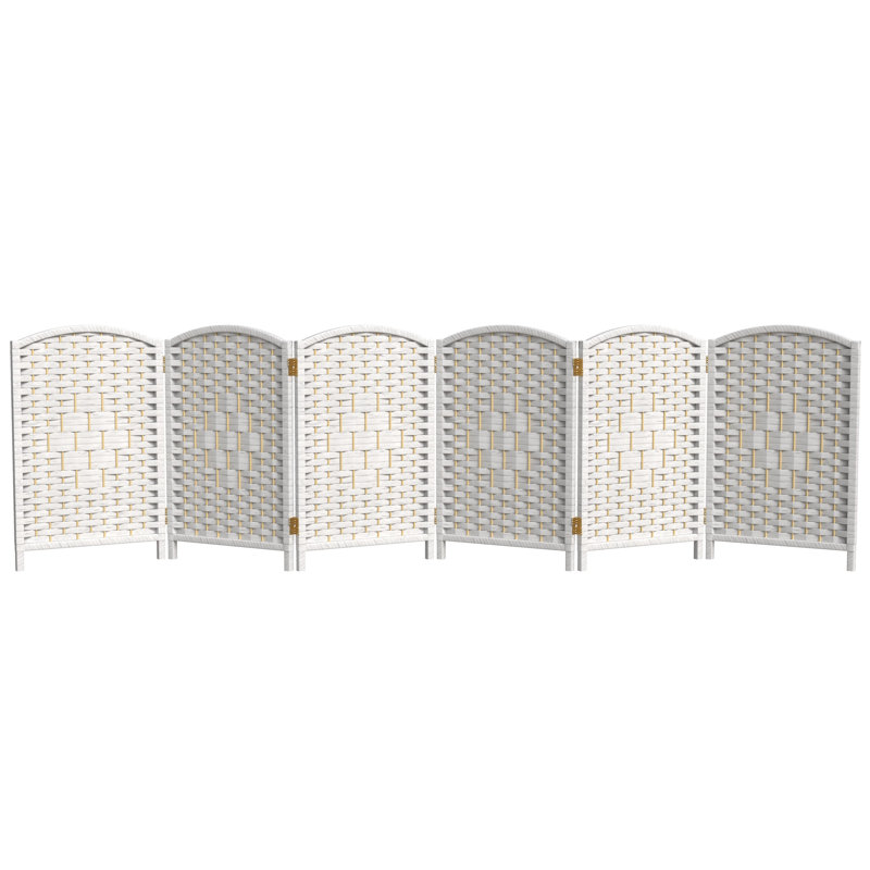 Paravent Short Diamond Weave, 2 pi, 6, Blanc