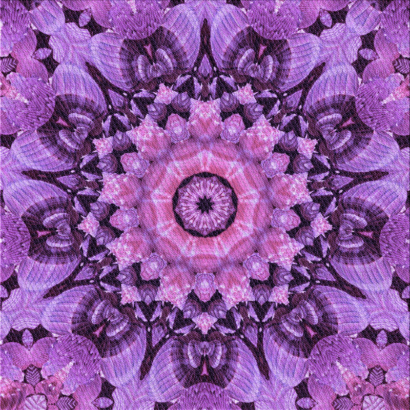 Tapis floral en laine mauve, Carré 7 pi