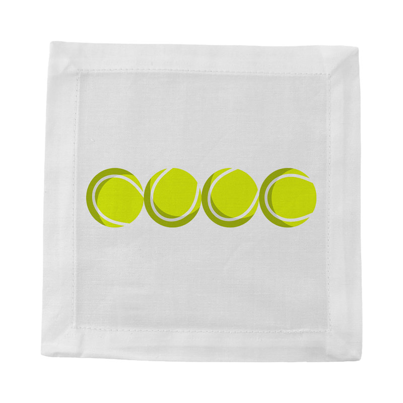 Tennis Balls Cotton Sateen Cocktail Napkins