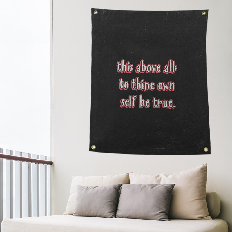 Tapisserie tableau noir en polyester, citation shakespeare, H 36 po x l 26 po, Rouge
