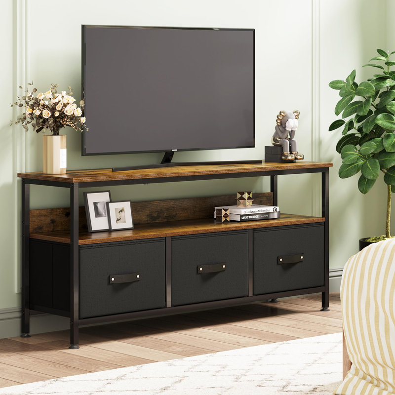 Crédence de rangement une pièce Duain l 47,3 po, Brun / noir