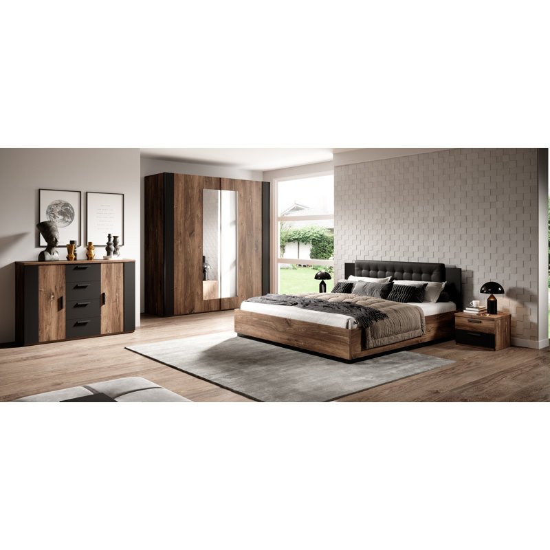 Wyncote Bed rack not included, European Double (140 x 200 cm), Brown/Black