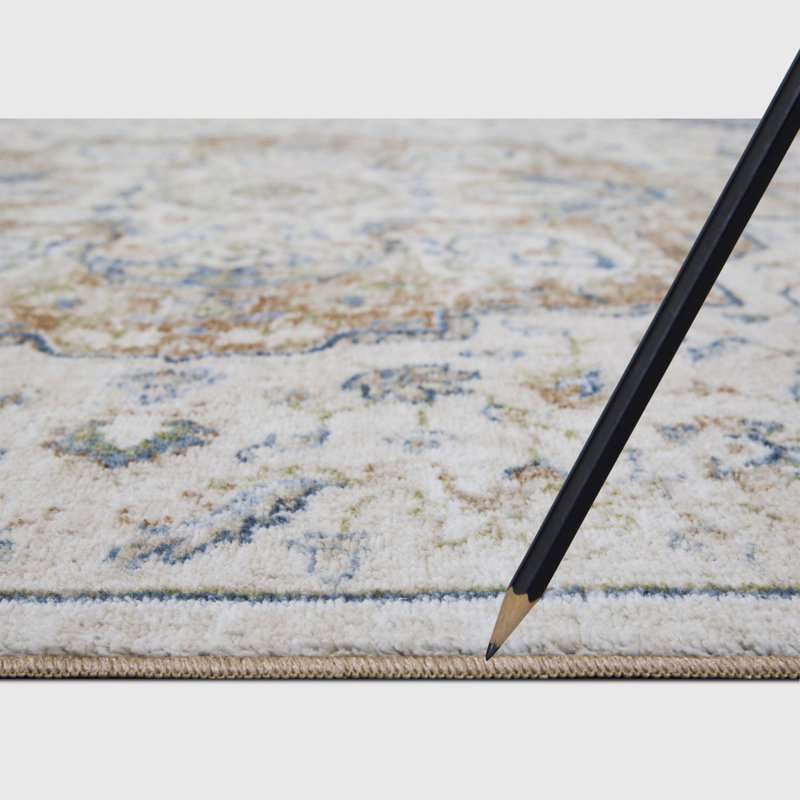 Lyanne Washable Non-Slip Medallion Blue Area Rug, Rectangle 2'2 x 3'3"
