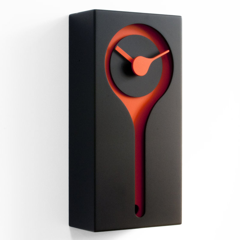 Banach Wood Wall Clock, Black and Orange