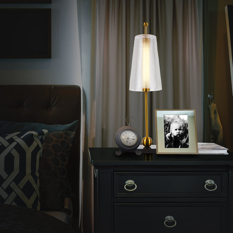 Toscana 20-in Height Integrated LED ETL Certified Table Lamp with Glass Shade