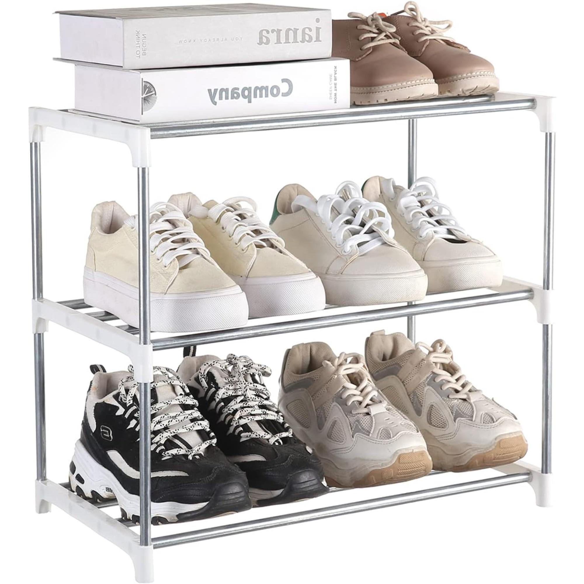 Rebrilliant Small Shoe Rack, Narrow Stackable Shoe Shelf Organizer For ...
