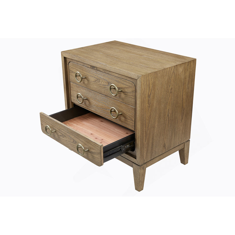 Table de chevet 3 tiroirs avec finition USB au lait