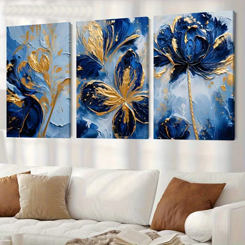 3 Piece Wrapped Canvas Print, 40 cm H x 90 cm W
