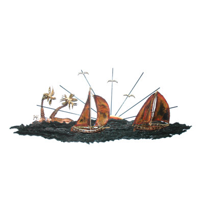 Sculpture murale Palm Island Sailing Copper par Paul Harvey