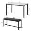 Faux Marble Dining Table Set For 4, Dining Room Table With Pu Leather Benches, Space-saving Kitchen Table Set For Small Spaces, Apartment, Modern Breakfast Table With Sturdy Metal Frame, White