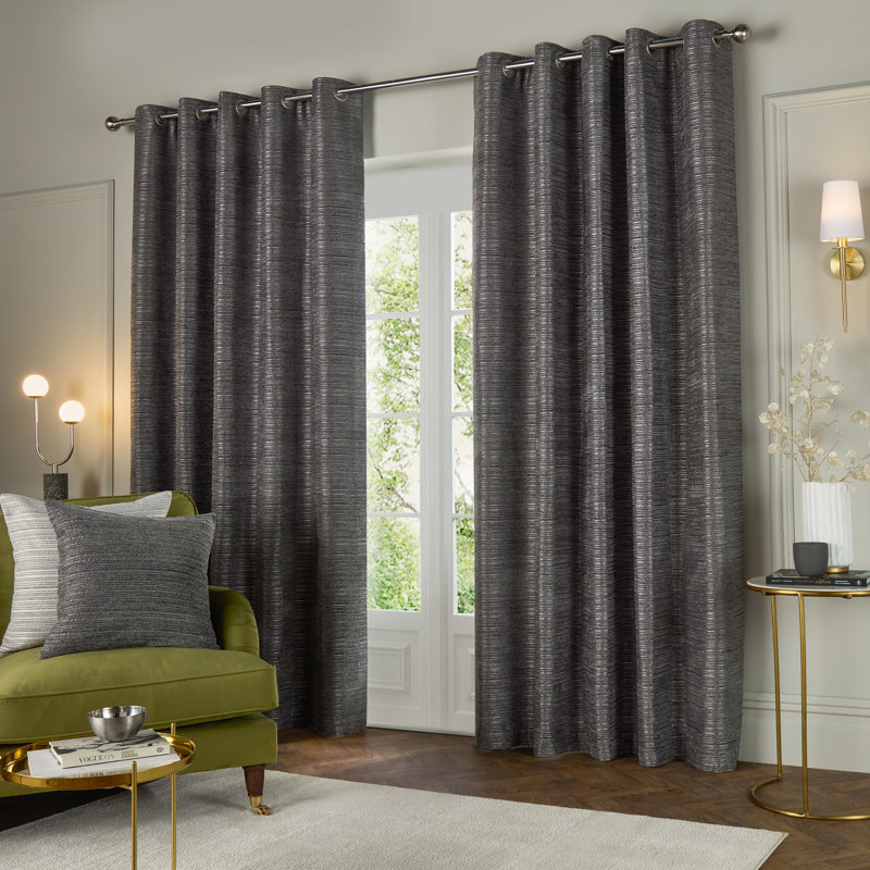 Jupiter Room Darkening Curtain Panel Pair, 117cm Width x 183cm Drop, Grey