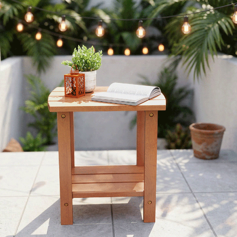 Classic Solid Wood Patio Side Table, Brown
